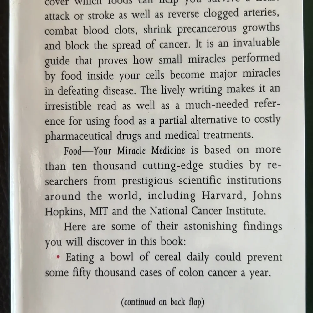 “Food Your Miracle Medicine” Hardcover by Jean Carper